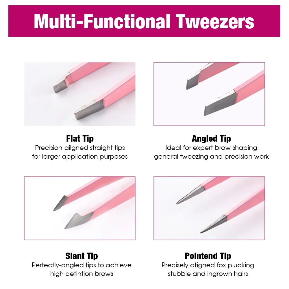 FADVAN أدوات الرموش الصناعية لاش الملقط آلات ماكياج دائم رمش تمديد الملقط مجموعة 4 قطعة
