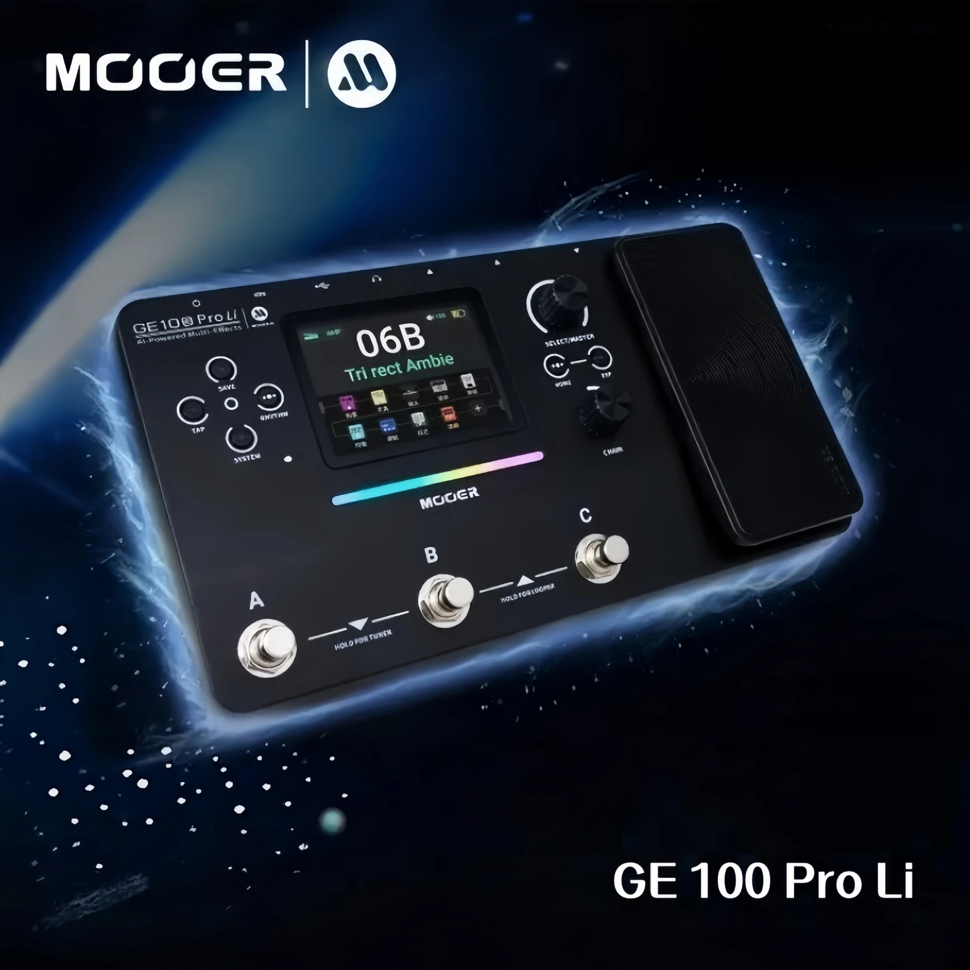 Mooer GE100 Pro Li Rechargeable Multi Effect Processor 50 Tone Banks 3 Presets Per Bank Intelligent Guitar Pedal for Stage