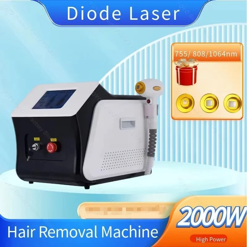 

Diode Laser 755 808 1064nm Three Wavelengths Hair Removal Machine Cooling Head Painless Laser Epilator Face Body Hair Removal