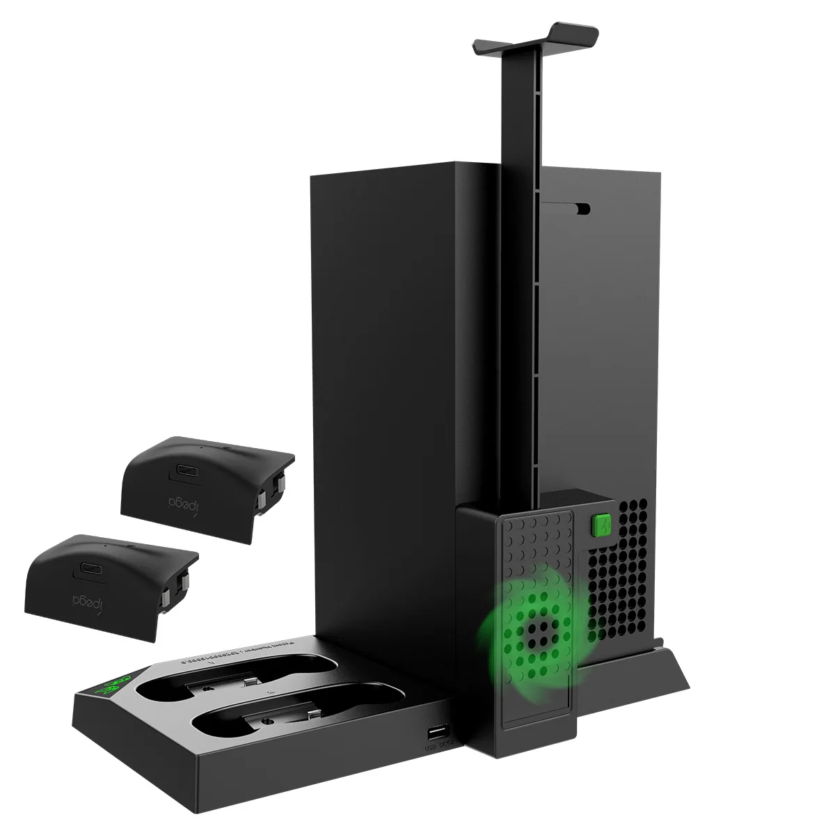 لقاعدة مروحة تبريد المضيف Xbox Series X، مقبض بطارية مزدوج، دعامة تخزين قرص سماعة الرأس