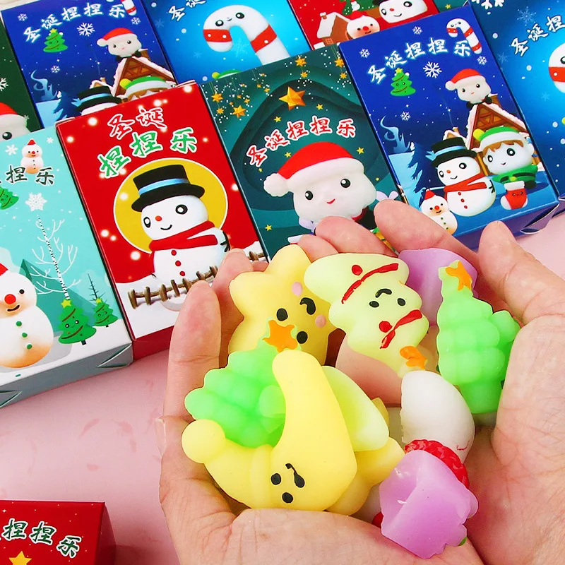 5 Stuks Cartoon Schattige Kerst Serie Gnocchi Surprise Box Leuke Kids Stress Relief Pinch Muziek Fidget Speelgoed Kids Kerstcadeaus