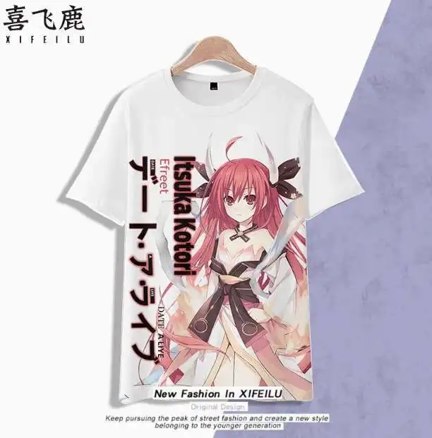 

Аниме DATE A LIVE Kotori Itsuka футболка с короткими рукавами летний карнавальный костюм повседневные студенческие свободные топы аниме