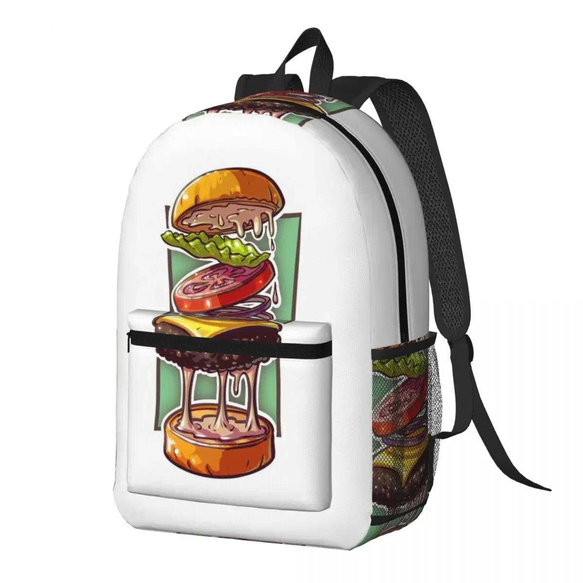 Double Decker Burger Backpack Daypack Large Capacity Boys Girls BookBag School Bag Shoulder Bags for Men Women