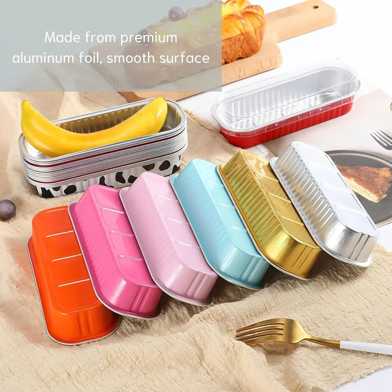 Multi styles Mini Loaf Baking Pans with Lids And Spoons Rectangle Aluminum Foil Baking Pans Tins Containers-Cupcake Wrapper