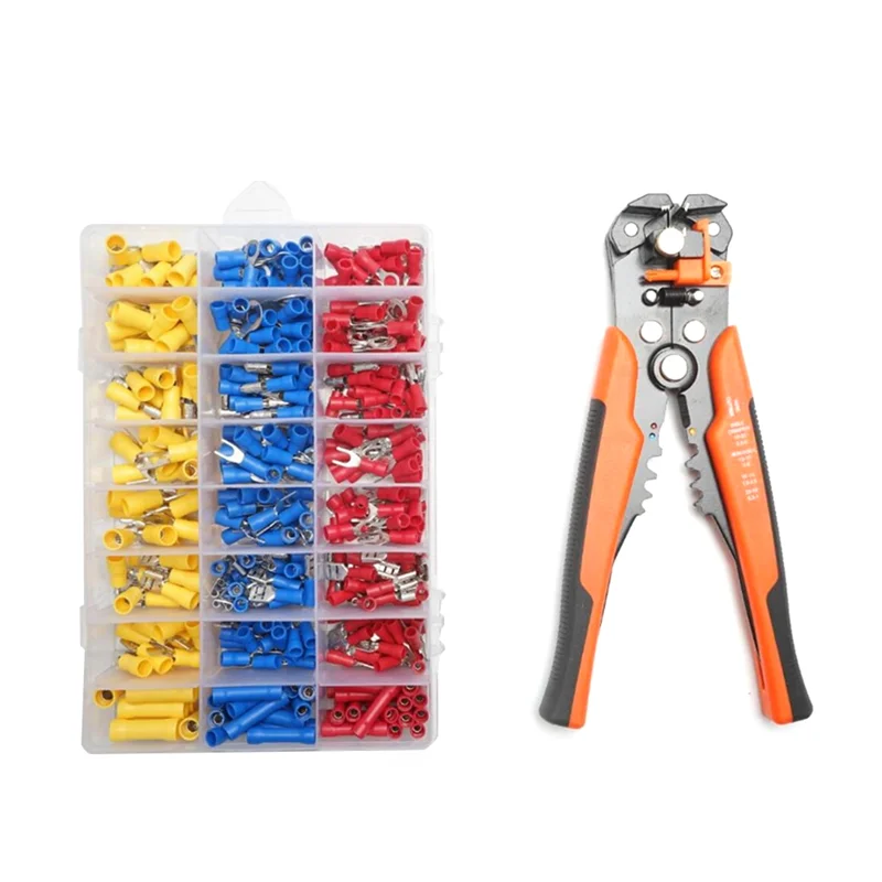 A04G-Wire Crimping Tool Set,Crimp Spade Terminal Assorted Electrical Wire Cable Connector Kit Crimp Spade Insulated Ring Fork Du