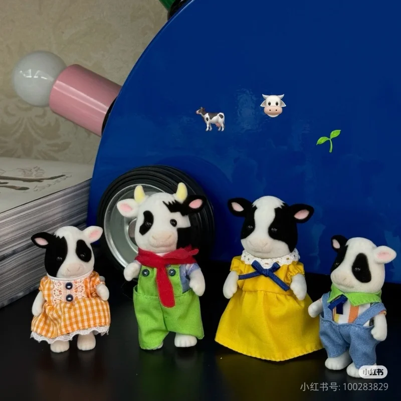 Genuine Sylvanian Families  Anime Cow Family Series And Chef Series Set Family Toy Cross Dressing Party Doll Christmas Gift Toys