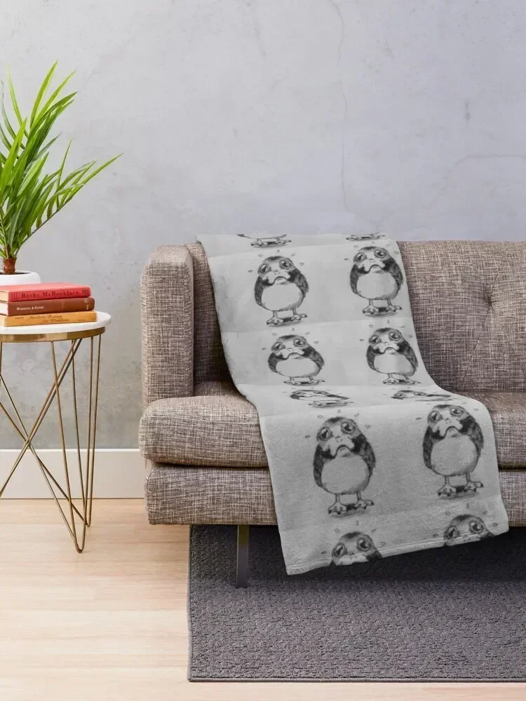 scared porg Throw Blanket Hair halloween Furrys Blankets