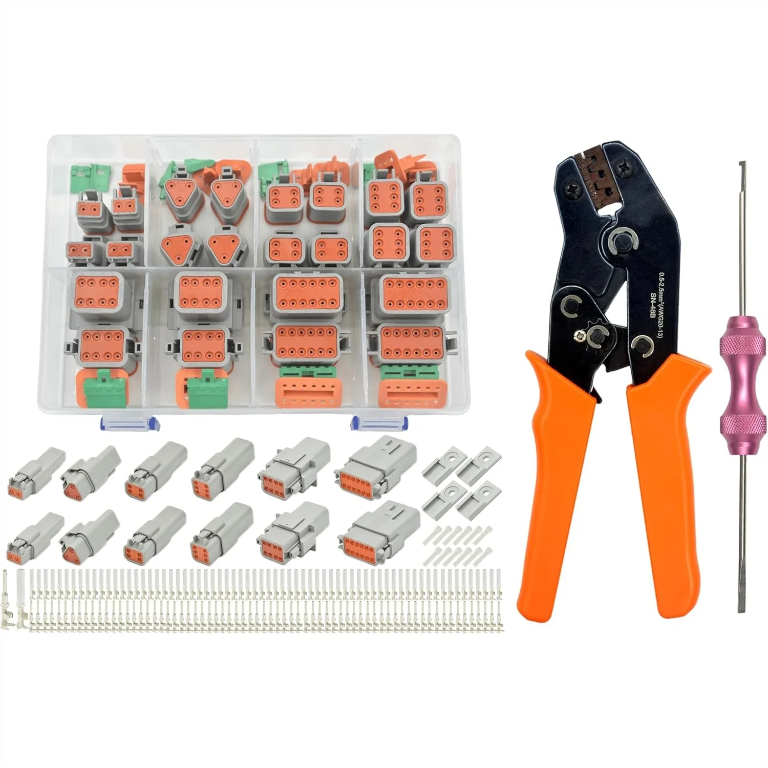 

217Pcs Deutsch DT Connector Kit with Crimper & Removal Tool, IP68 Waterproof 2-12 Pin Automotive Connectors for Car Truck Marine
