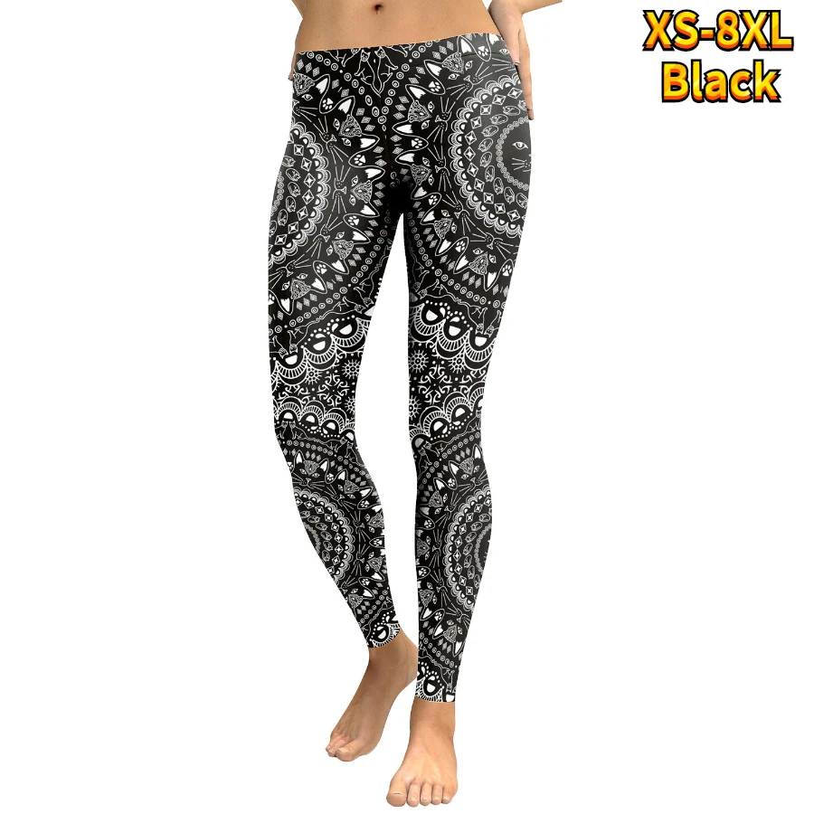 Women\'s Basic Rotating Pattern Printed Yoga Pants Elastic Yoga Leggings Gym Jogging Fitness Clothes Quick Dry Slim Pants XS-8XL