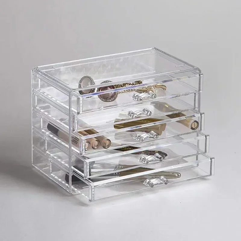 Clear Acrylic Multi-layer Drawer Storage Box Cosmetics Makeup Organizer Beauty Tools Jewelry Mask Box Desktop Decoration