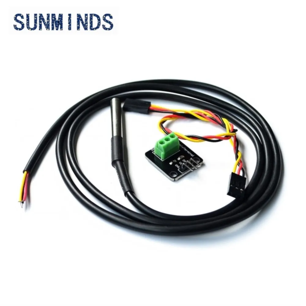 1 DS18B20 Temperature Sensor Module Kit Waterproof 100CM Digital Sensor Cable Stainless Steel Probe Terminal Adapter For Arduino