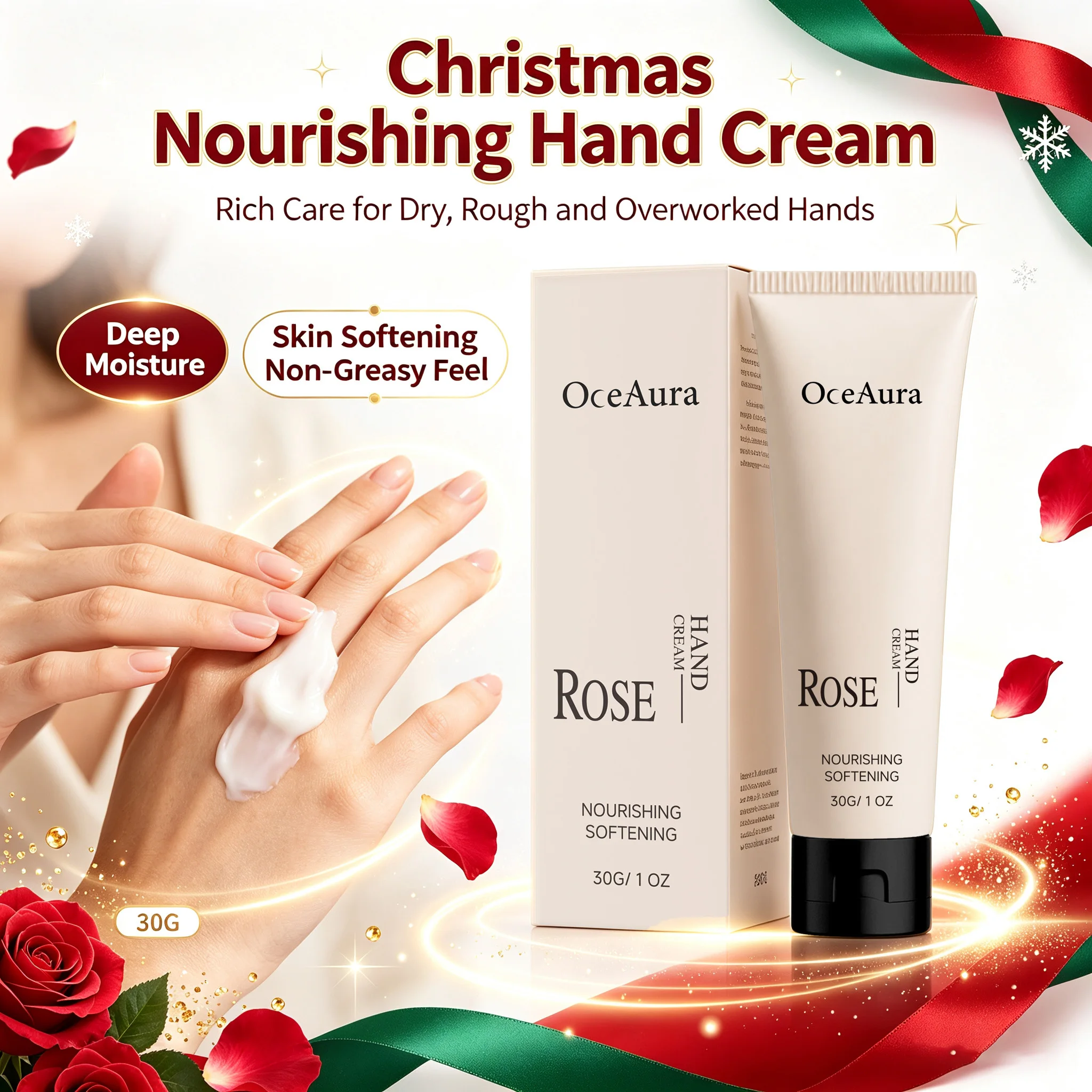 Botanical Fragrance Hand Cream Green Tea & Gardenia Anti-Dryness Hydrating Hand Lotion for Dry Hands Cold Weather Skincare
