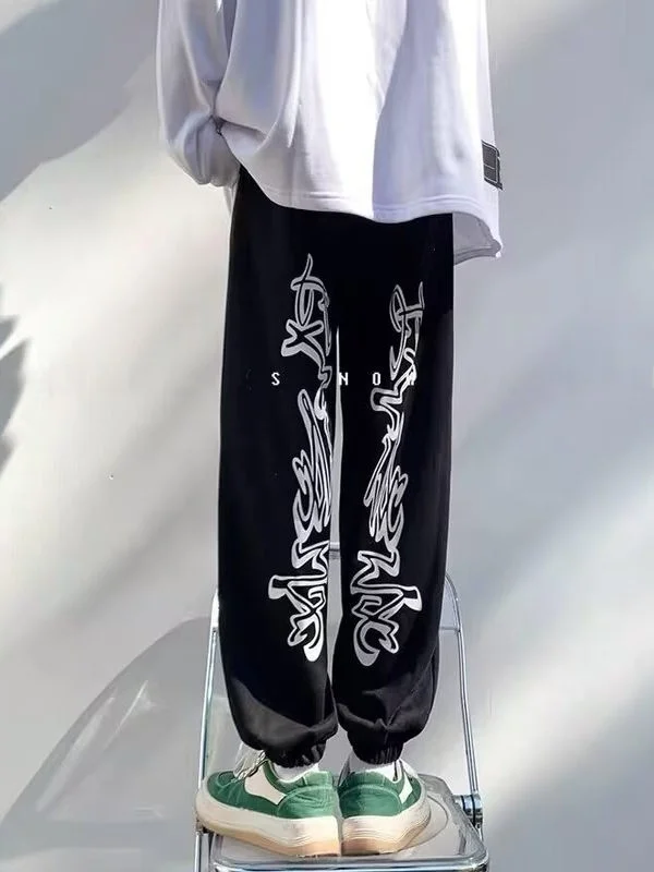 

Мужские брюки большого размера прямого кроя из ледяного шелка, повседневные спортивные брюки для отдыха, летние, с защитой от УФ-излучения, свободного кроя для подростков, на весну-осень