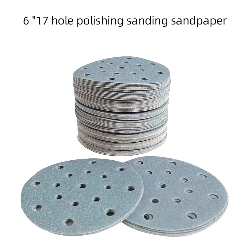 6 Inch 150MM 17-Hole Hook And Loop Sanding Discs Aluminum Oxide Wet/Dry Sandpaper 80-400 Grits for Car Wood Auto Paint Sanding
