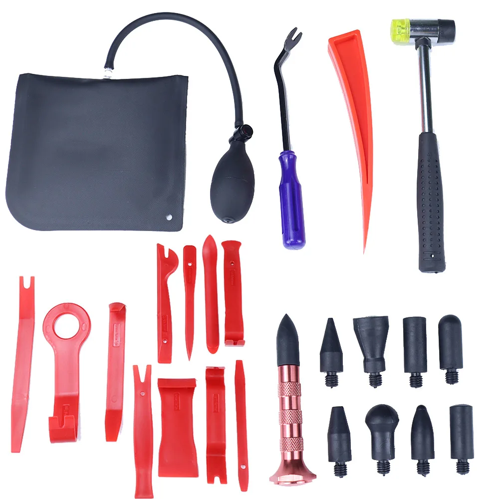 Auto Dent Repair Hail Remover Hooks Rods Paintless Dent Rods Repair Wedge Clip Panel Trim Removal Tools for Dents Door Dings