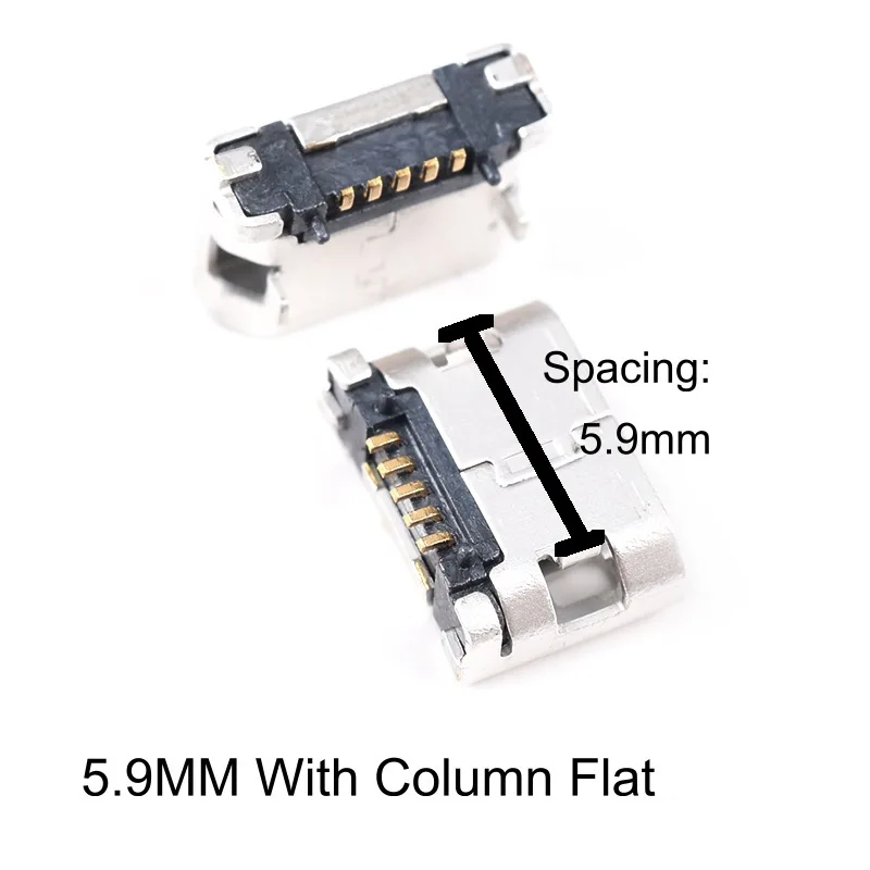 Prise de connecteur Micro USB plate femelle, SMT complet, mini prise, port de charge, transmission de données, micro, 5 broches, 8 pièces