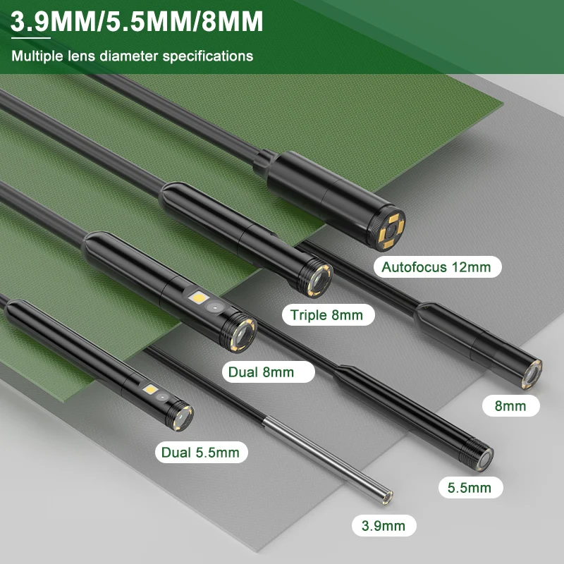 ENWOR 4.5-inch IPS Color Screen Endoscope Single&Dual Camera Waterproof Inspection Borescope Rigid Cable for Check Car 3.9mm 8mm