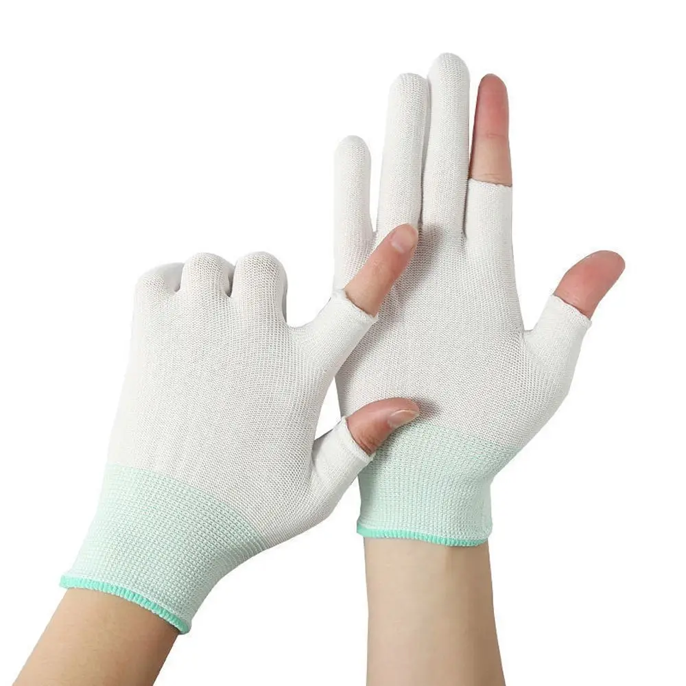 

Gloves Solid Color Windproof Sun Protection Fingerless Show Two Fingers Touch Screen Gloves Men Nylon Gloves Anti-skid Mittens