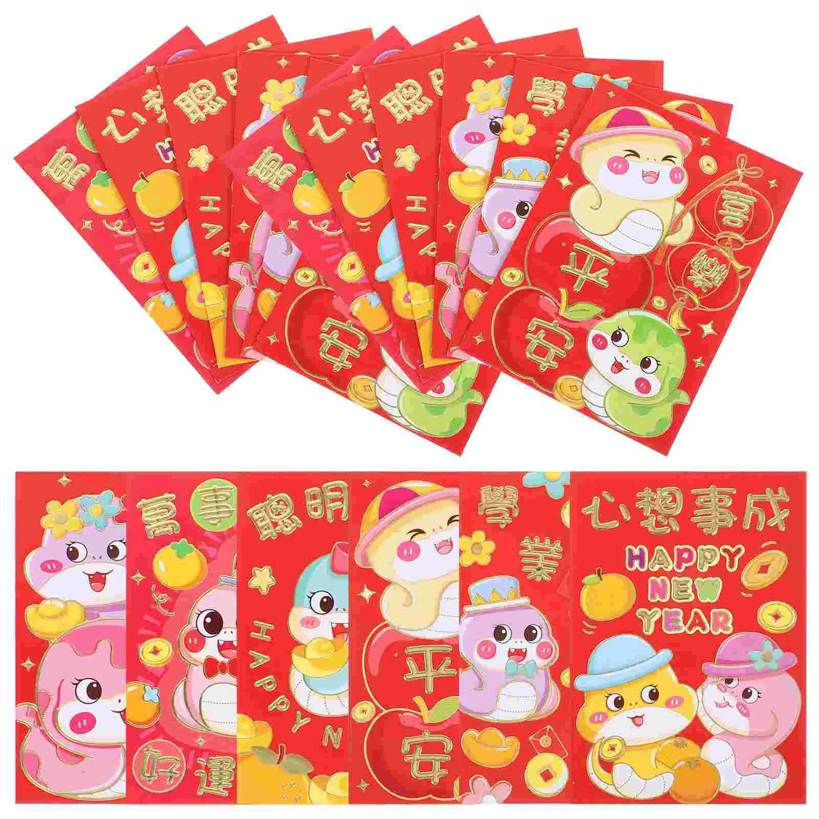 60 Pcs Lai Shi Feng Hong Bao Chinese Red Envelopes New Year Lunar Calendar Decorations Paper