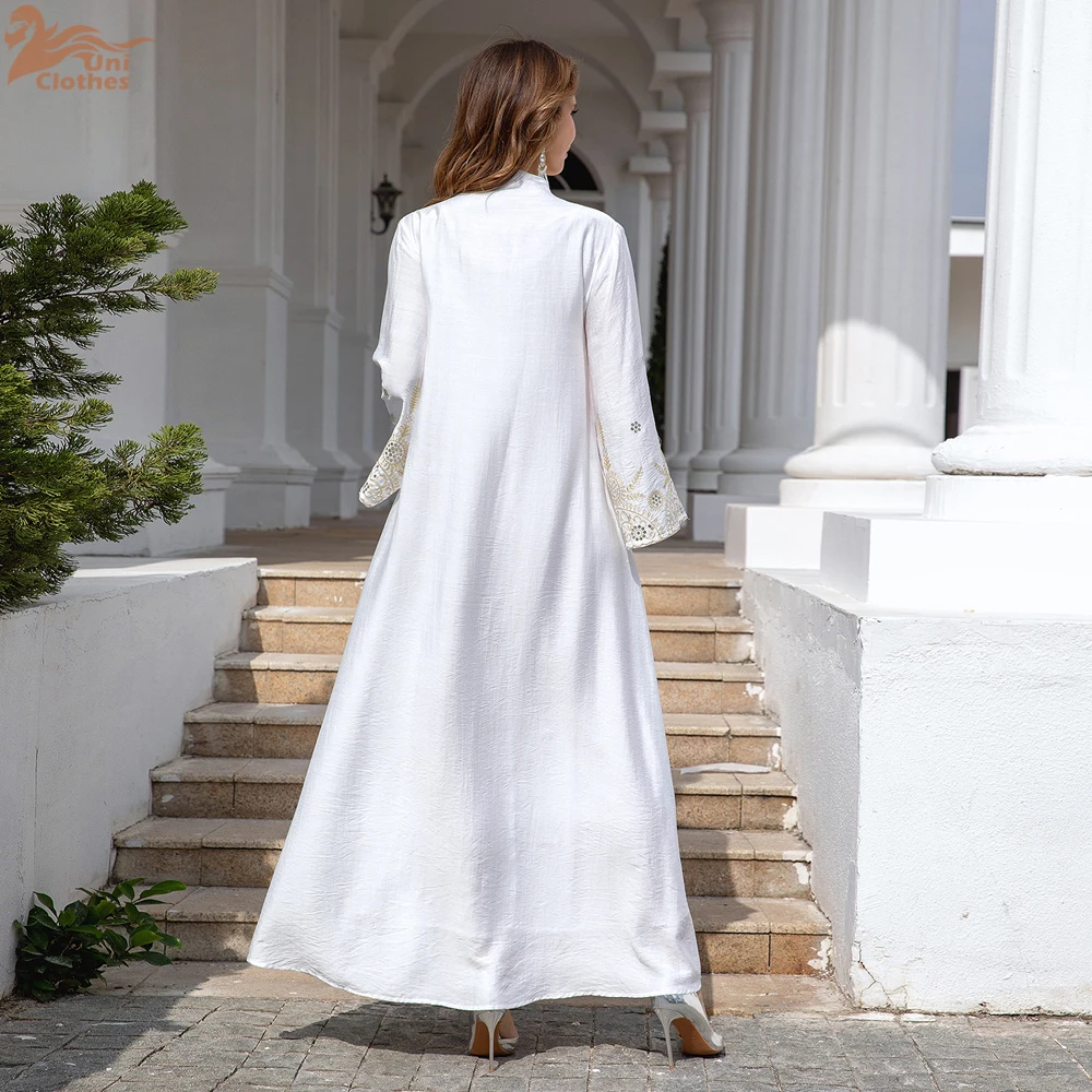 

Uni Ramadan Dubai Floral Embroidery Abayas Muslim Elegant Women Evening Dresses Loose Luxury Kaftan