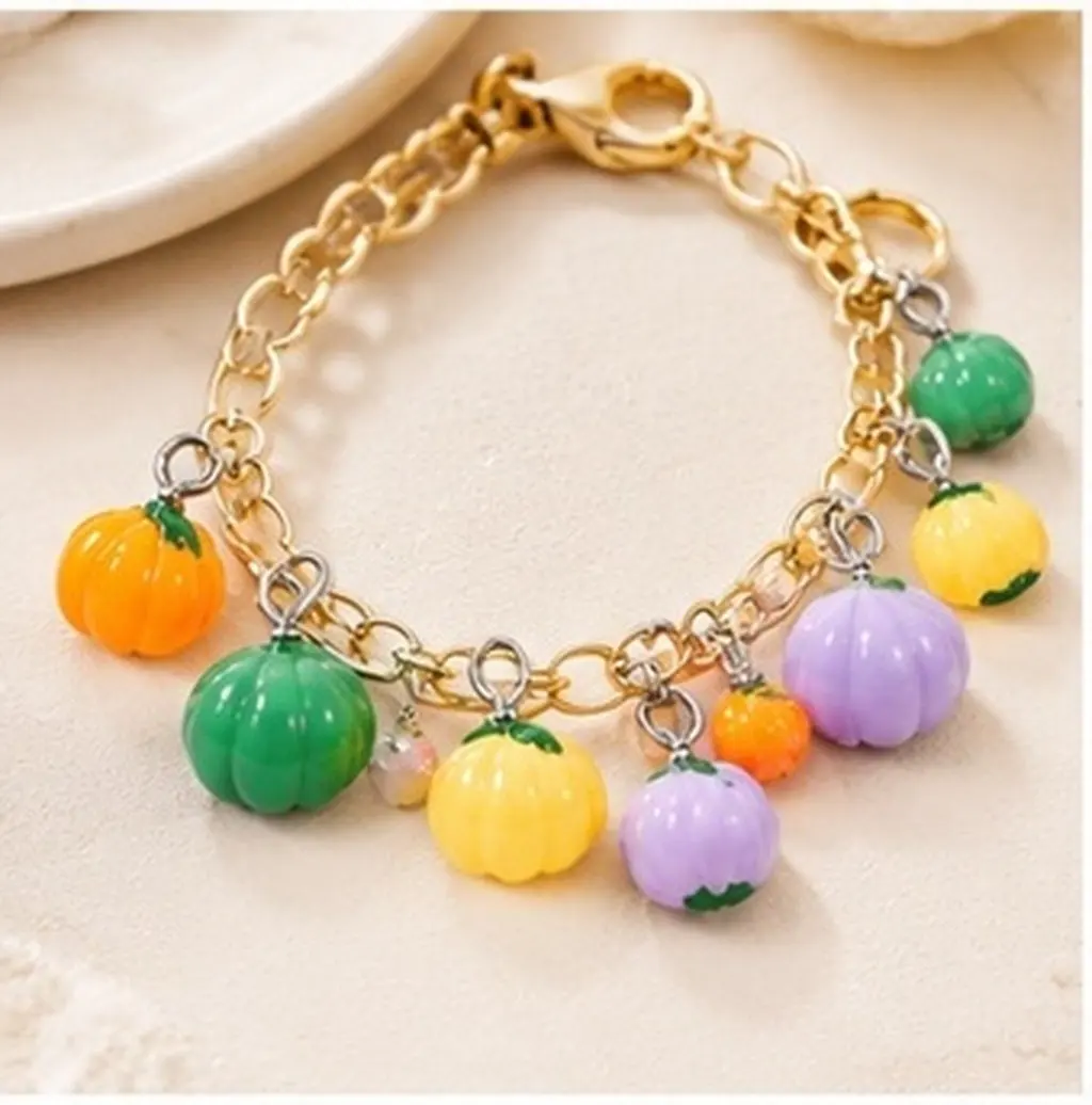 20pcs Pumpkin Charms for Halloween Jewelry Making – DIY Necklace & Bracelet Supplies, Smooth Edges, Assorted Colors
