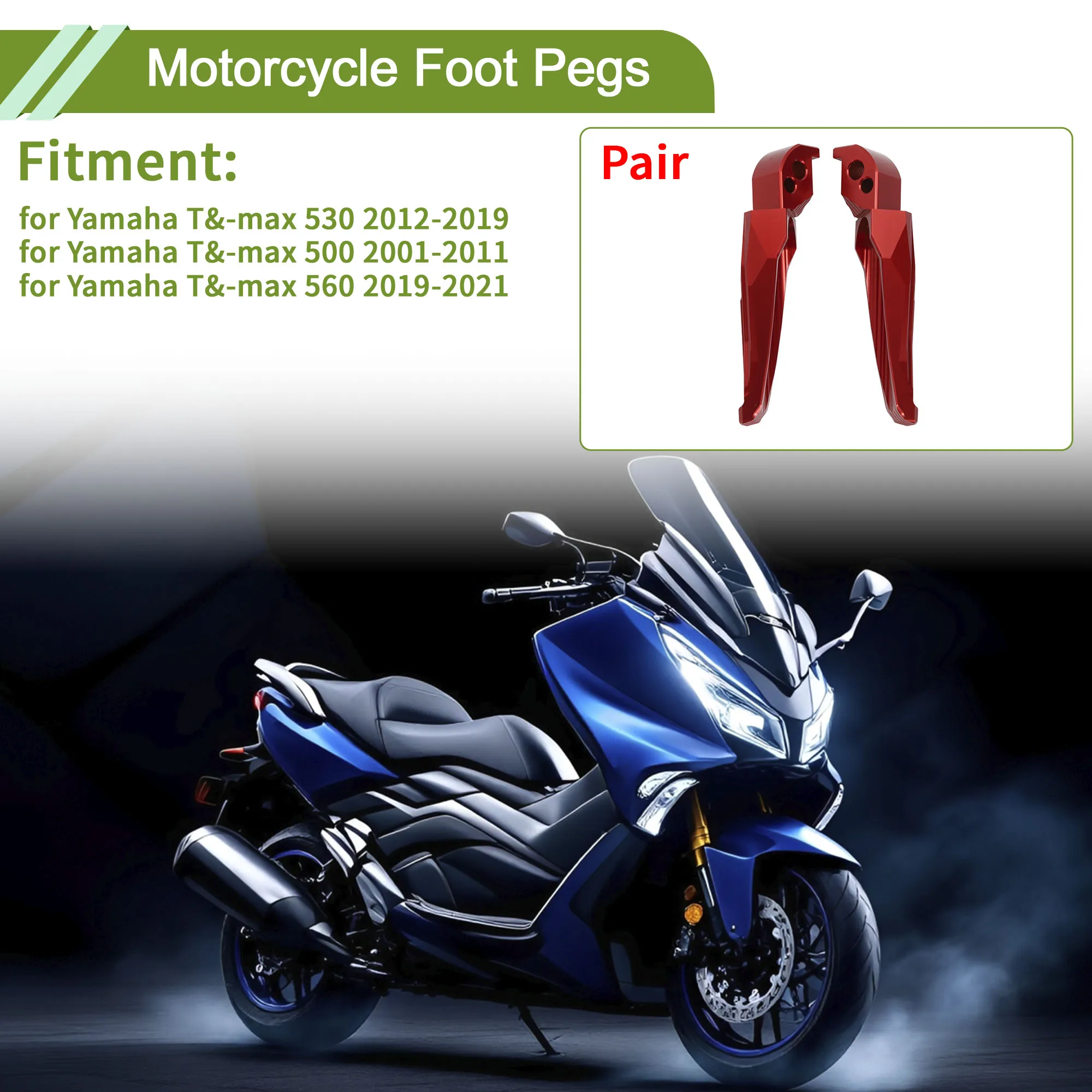 

Motoforti Motorcycle Foot Pegs for Yamaha T&-max 530 2012-2019 Aluminum Alloy Red 1 pair