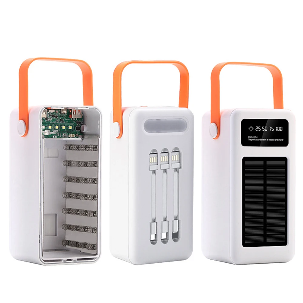 28*18650 Battery Storage Box Solar Chargeing Power Bank Box 22.5W Fast-charging Support PD/QC AFC FCP Protne Portable Light Clip