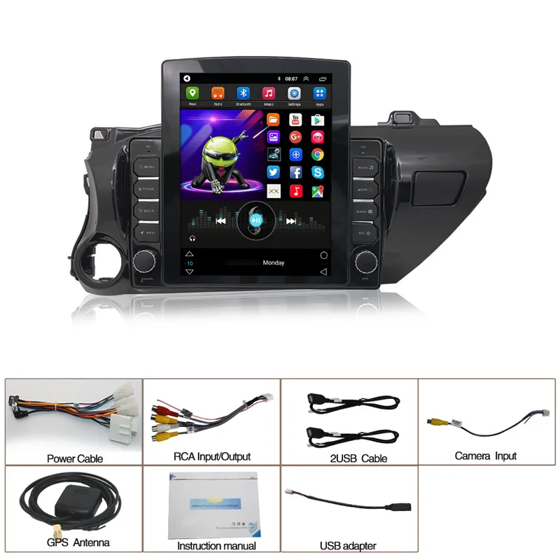 Car GPS Navigation Android Tesla Style For TOYOTA Hilux 2016- Auto Radio Stereo Multimedia Player With BT WiFi Mirror Link