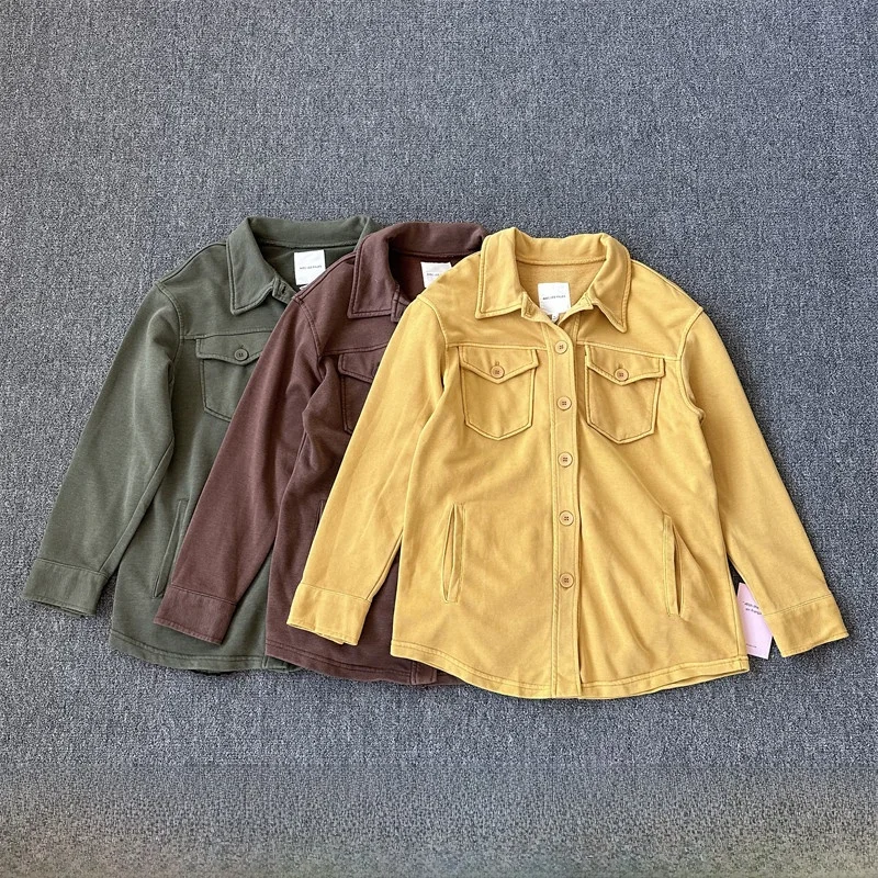 Damen Große Größe Fce Sweatirt Single Button Reine Farbe Kragen Casual Frühling Herbst Jaet Kragen Lange Sve Cott...