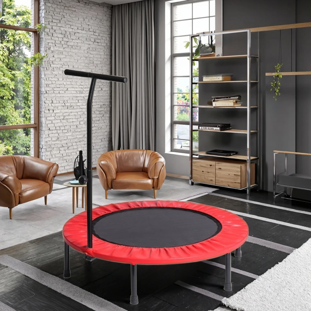 

Factory Wholesale Outdoor Fitness Trampoline with Armrest for Home and Commercial Gym Private Teaching Trampoline