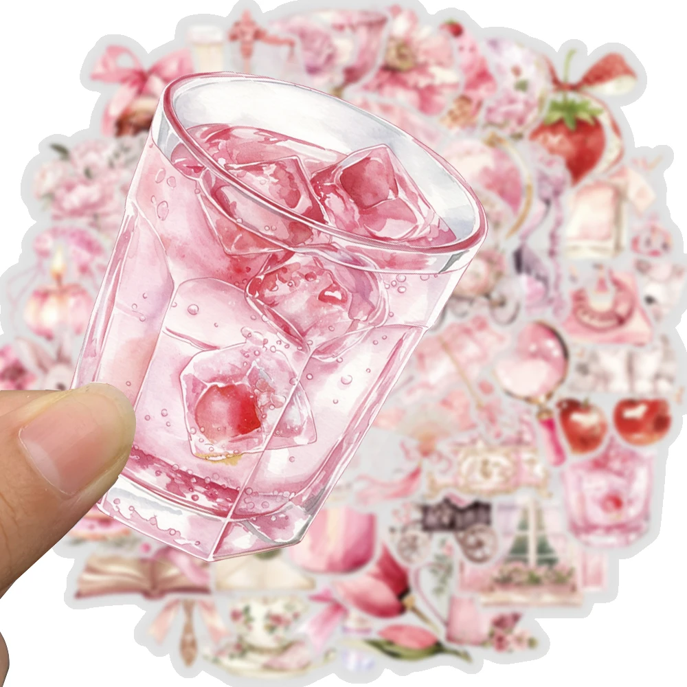 50/100 Stück Rosa Märchen-Aufkleber DIY Scrapbook Stoßstange Skateboard Journaling Laptop Koffer PET Handyhülle Rückseiten-Deko-Sticker