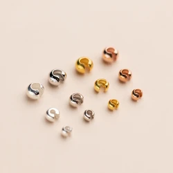 5pcs Real 925 Sterling Silver Open Crimp Bead Spacer Beaded Necklace Bracelet Loose Beads DIY Jewelry Accessories Supplies