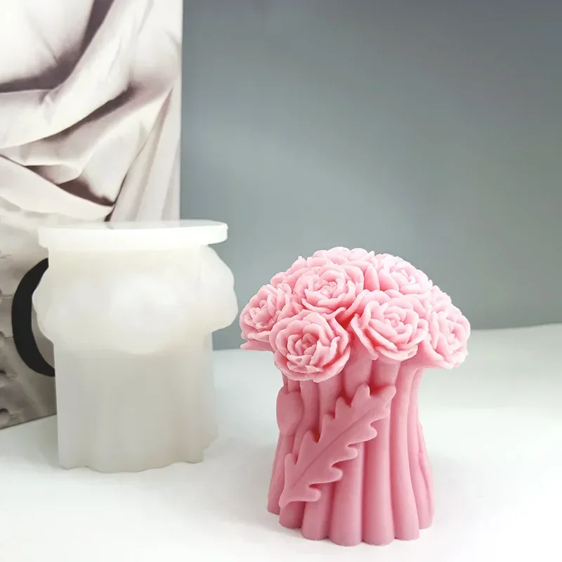 

Rose Bouquet, Hand-held Flower Scented Candle, Aroma Diffuser Stone Valentine's Day Scented Gift, Epoxy Resin and Silicone Mold