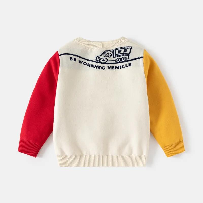 2-8T Toddler Kid Baby Boy Sweater Winter Clothes Cars Print Knit Pullover Top Long Sleeve Cute Sweet Knitwear Infant Outfit
