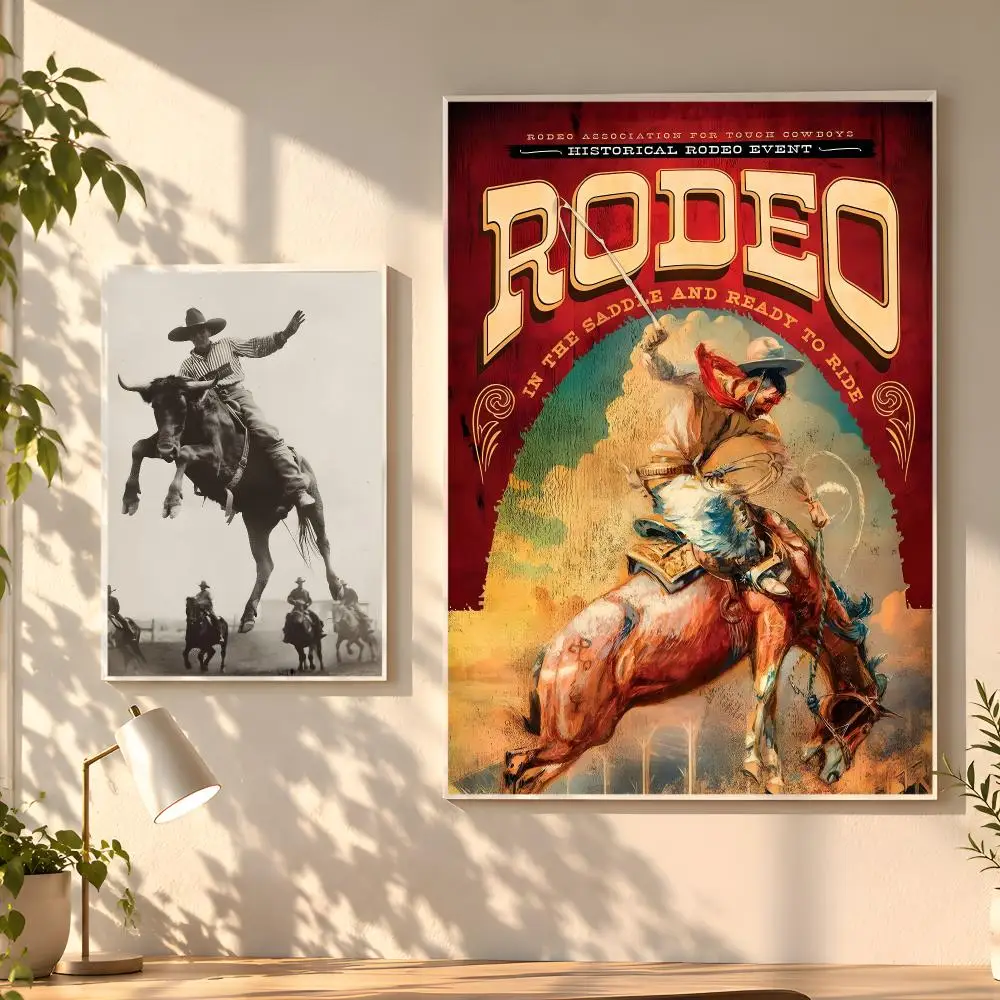 American Cowboy Rodeo Poster Creative Room Art For Dorm Bedroom Study Apartment Home Gift