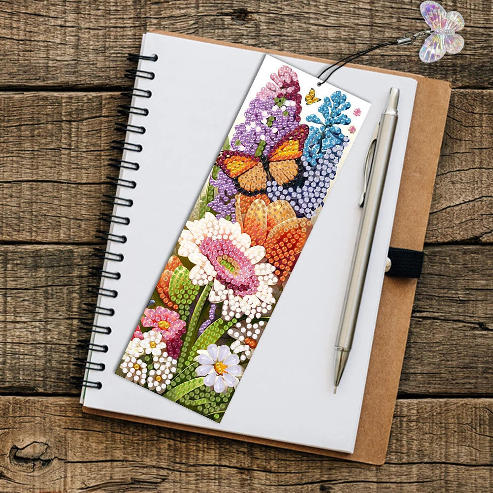 

4Pcs Special Shape Butterfly Bush 5D DIY Diamond Painting Bookmark DIY Bookmarks Diamond Painting Kits for Reading Day Gift