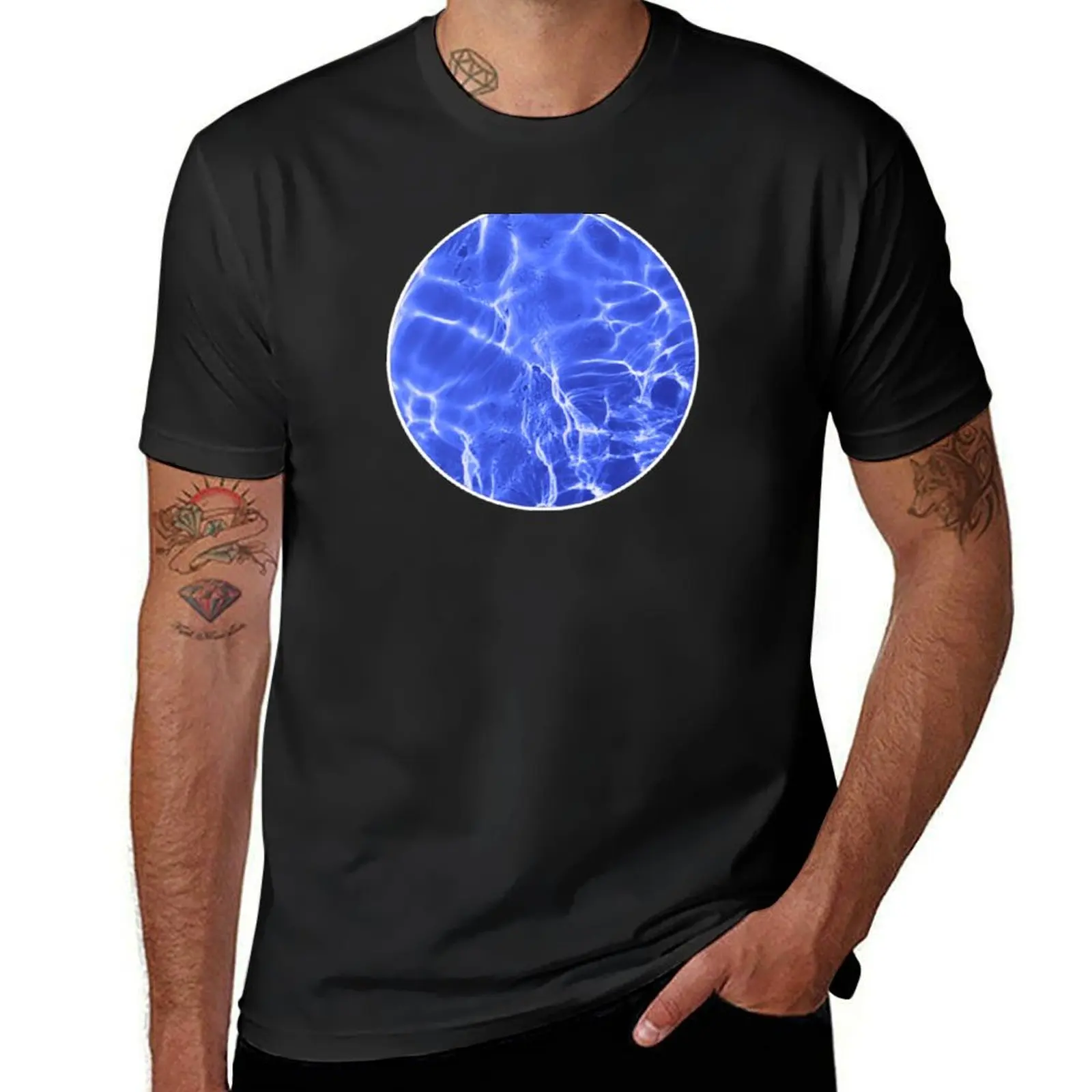 Abstract Blue Water Shimmer Pattern T-Shirt plain Short sleeve tee funnys t shirts for men pack