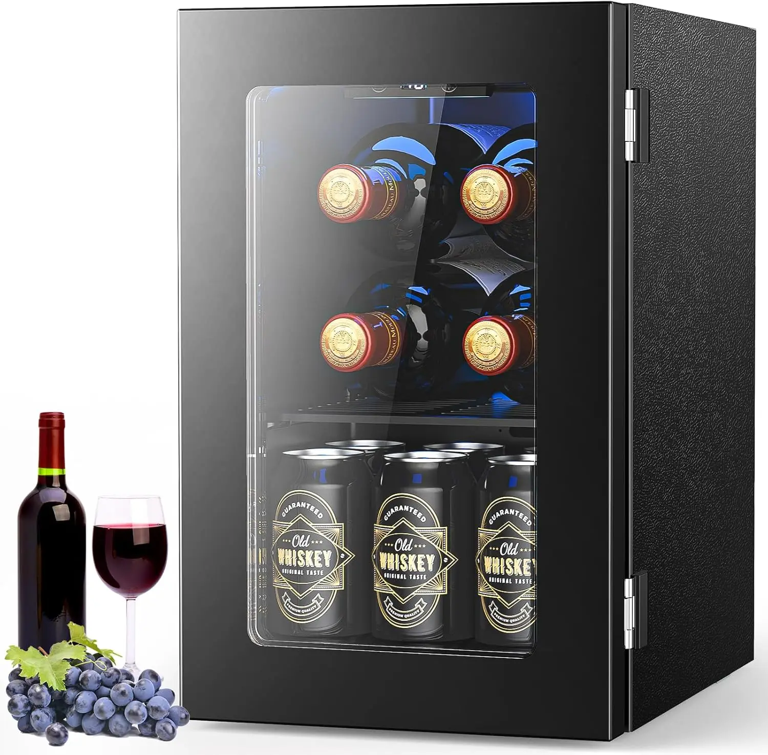 

Freestanding Wine Fridge, 24-Can Counter-Top Cooler with Adjustable Digital Temperature Control, Black