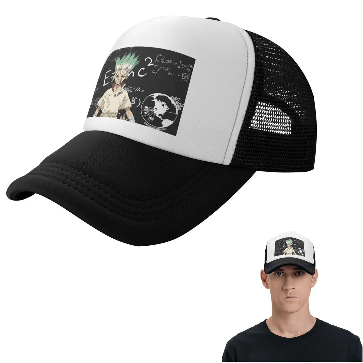 Senku Ishigami Dr Stone Apan Anime (3) Cap Fashion Mesh Baseball Caps Adjustable Hat Hip Hop Summer Unisex Baseball Hats