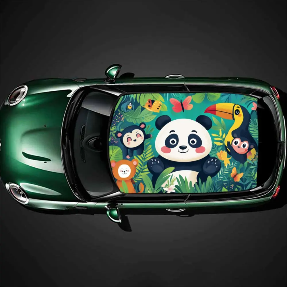 

Виниловые обертывания для автомобиля с милой пандой и друзьями в стиле джунглей, супер привлекательные, милые и забавные