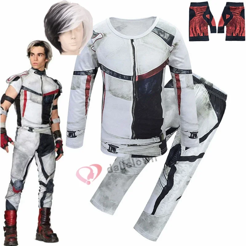 Kids Halloween Costume Descendants 3 Jay Carlos Cosplay Costumes Zentai Funny Party Suit 3D Jumpsuit T-Shirt Pants Clothing Set