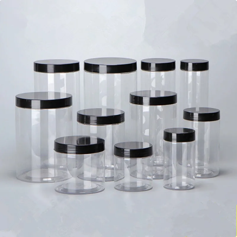 Wholesale 50pcs/pack Empty Plastic Clear Cosmetic Jars PET Food Jar Makeup Container With plastic lid Food Cans Seal Cans