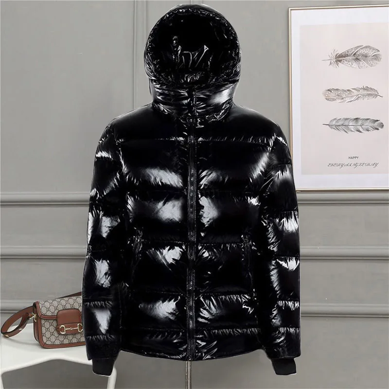 

Fashion Black Parka Plus Size 5XL Men's Jacket 2023 Hooded Winter Jacket Coat Men Glossy Windproof Warm Outwear Streetwear