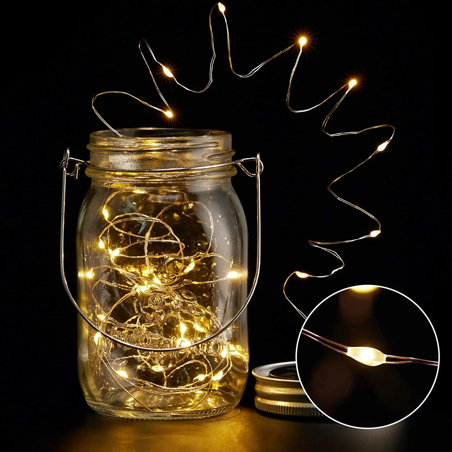 20 светодиодных подвесных гирлянд Mason Jar, уличный фонарь на солнечной батарее для внутреннего двора, сада и украшения газона