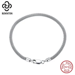 Rinntin-Bracelet en argent regardé 925 italien pour femme, maille pop-corn, bijoux féminins, accessoires de rencontre, 3.0mm, TSB65