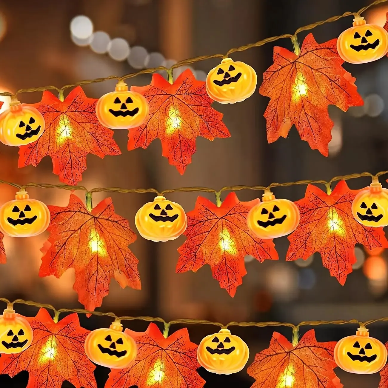 

Halloween Smiley Pumpkin String Lights Battery Powered Outdoor Horror Decor For Garden Courtyard Terrace Haunted Decor