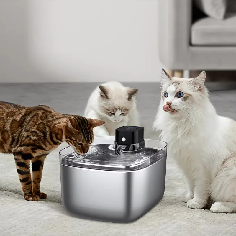 

Cat water dispenser cordless LCD motion sensor wireless dog stainless steel dispenser