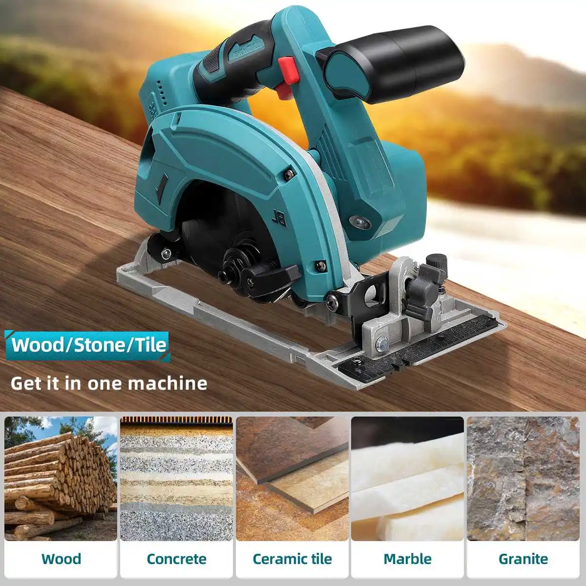 Drillpro Electric Circular Saw 165mm Wood Cutter Adjustable Blade Wood Cutting Sawing Machine Power Tool for  Makita 18V Battery