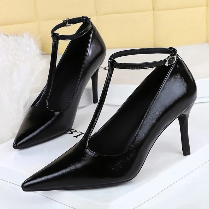

Женские элегантные женские туфли на высоком каблуке 8 см с острым носком, модные минималистичные туфли на шпильке с неглубоким носком