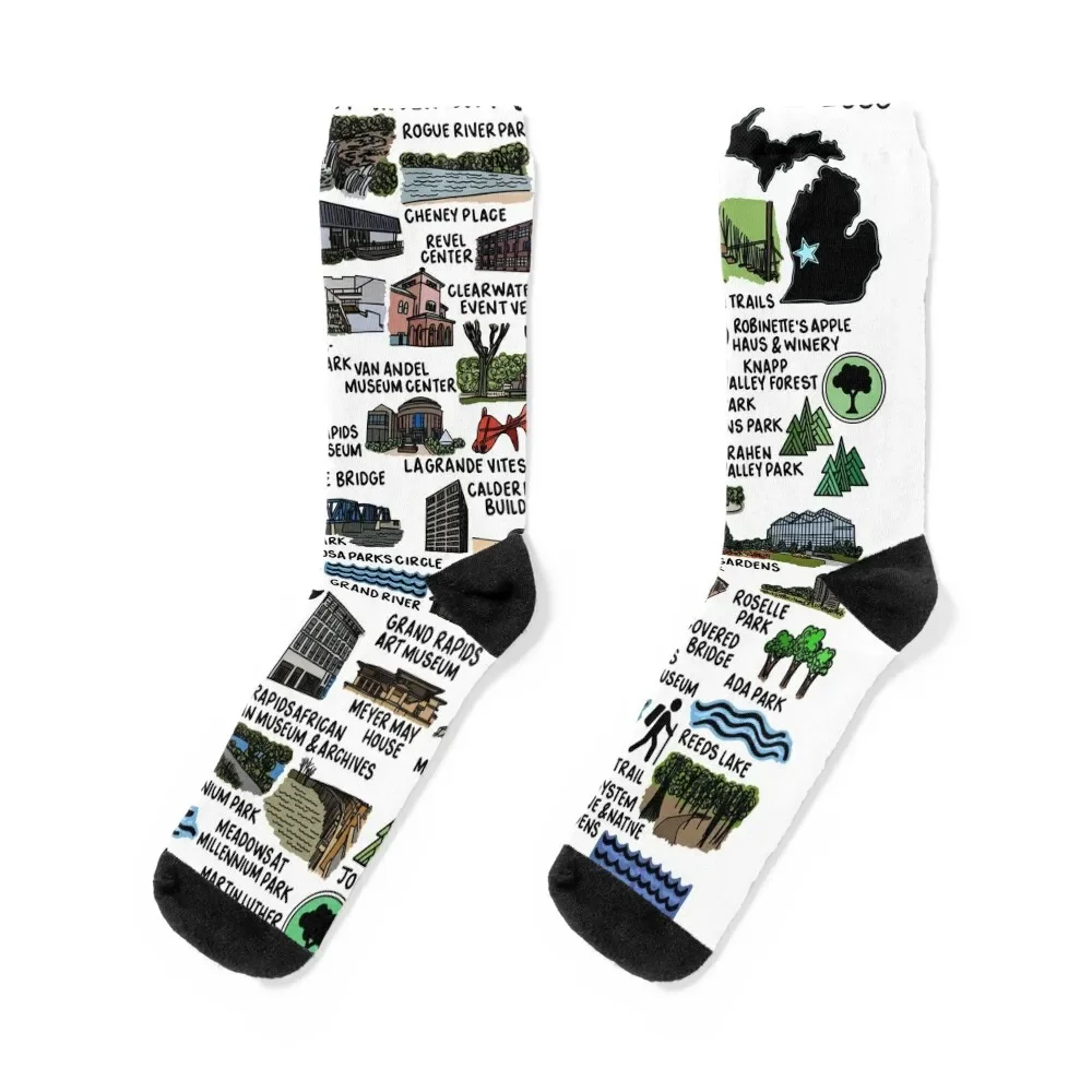 

Grand Rapids Map Socks cute moving stockings Stockings compression Girl'S Socks Men's